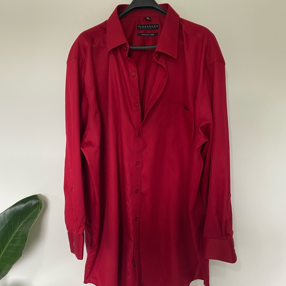 Signature Carrington Red Button Down Dress Shirt - Size: 20/35-36
